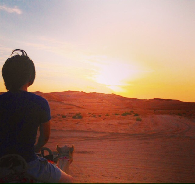 砂漠と夕日